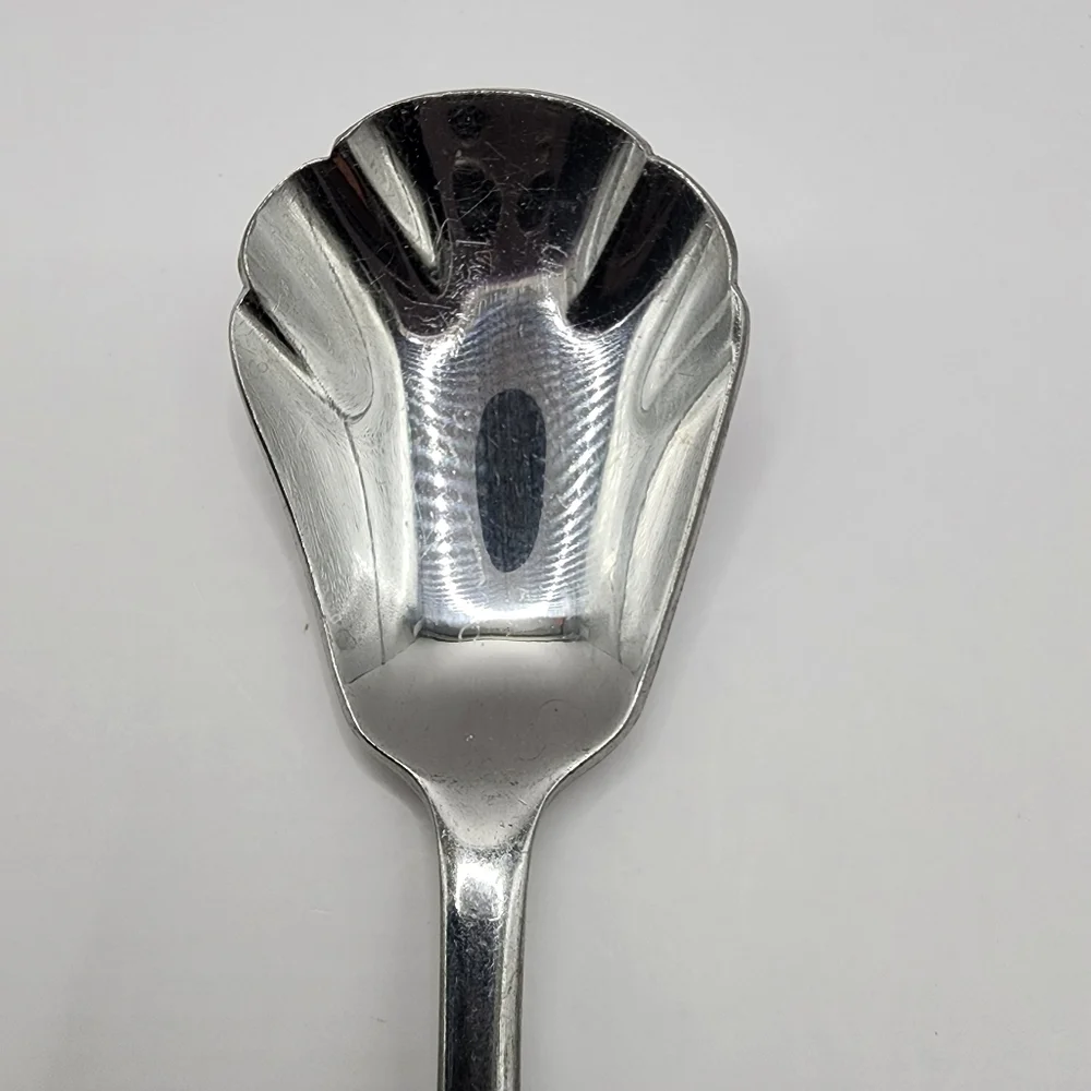Estia Sugar Spoon - Stainless Steel Floral Gold Accent Flatware Korea